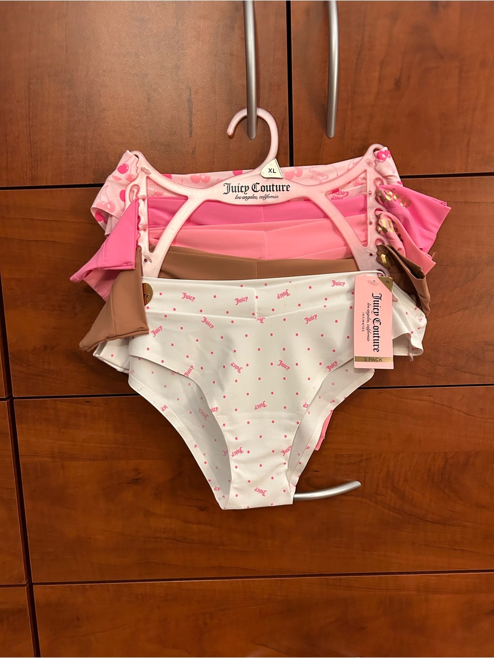 Juicy Couture Pink, White & Tan Bikini Bottoms Five-Pack